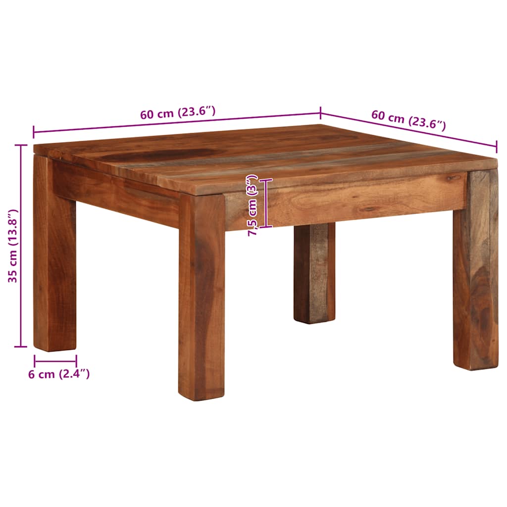 vidaXL Salontafel 60x60x35 cm massief acaciahout
