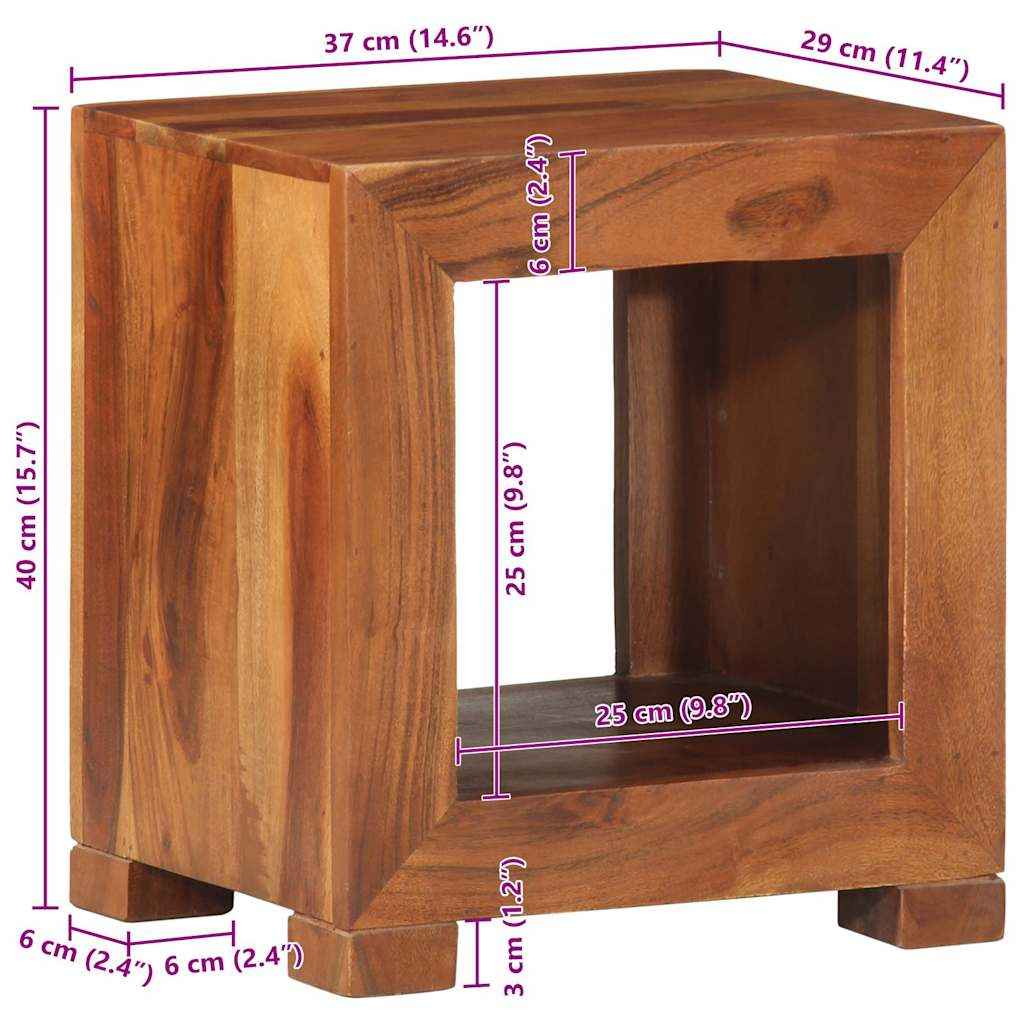vidaXL Bijzettafel 37x29x40 cm massief acaciahout