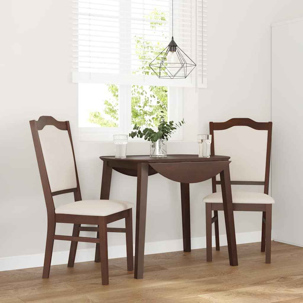 vidaXL Eetkamerstoelen met kussens 2 stuks bruin massief hout rubber