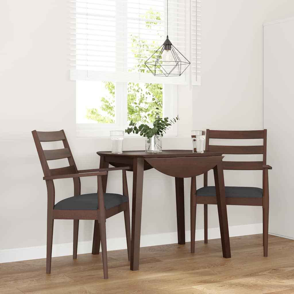 vidaXL Eetkamerstoelen met kussens 2 stuks bruin massief hout rubber