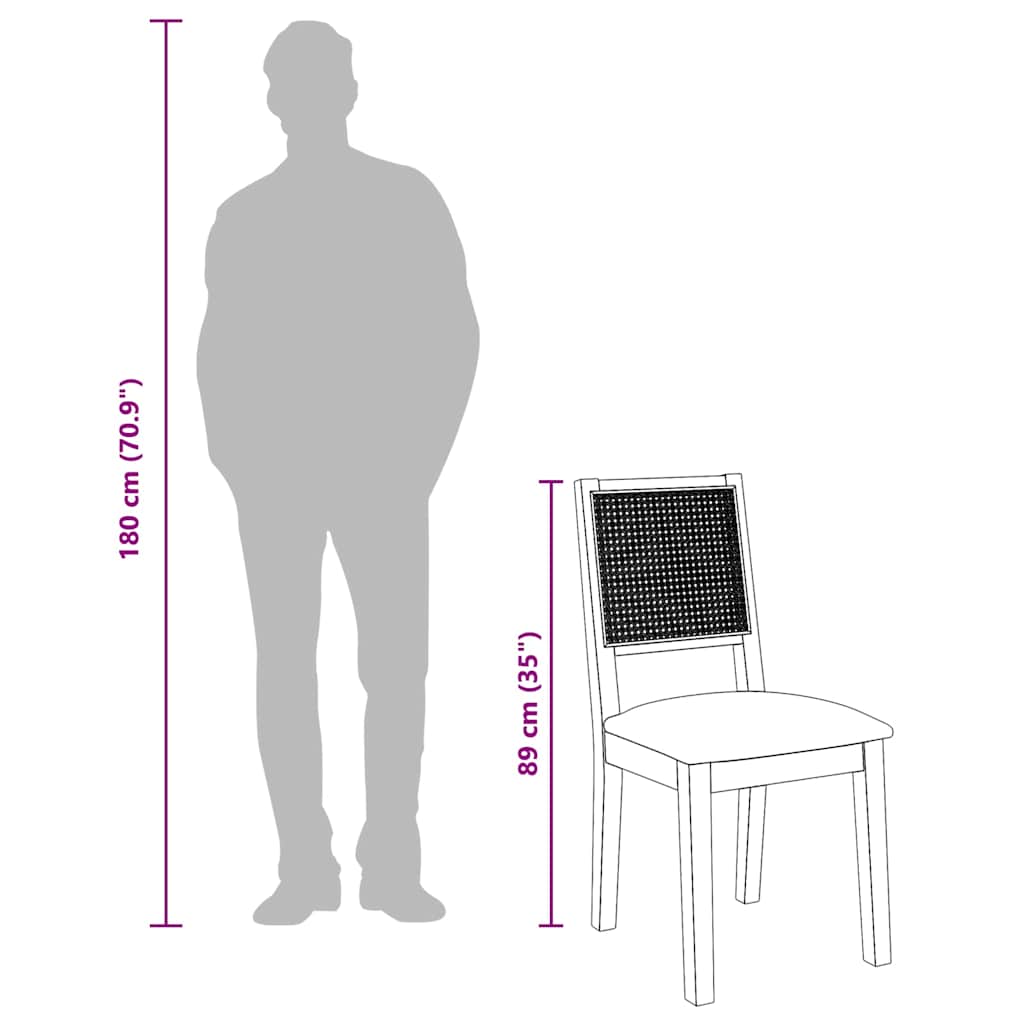 vidaXL Eetkamerstoelen met kussens 2 st massief hout rubber - Aashly