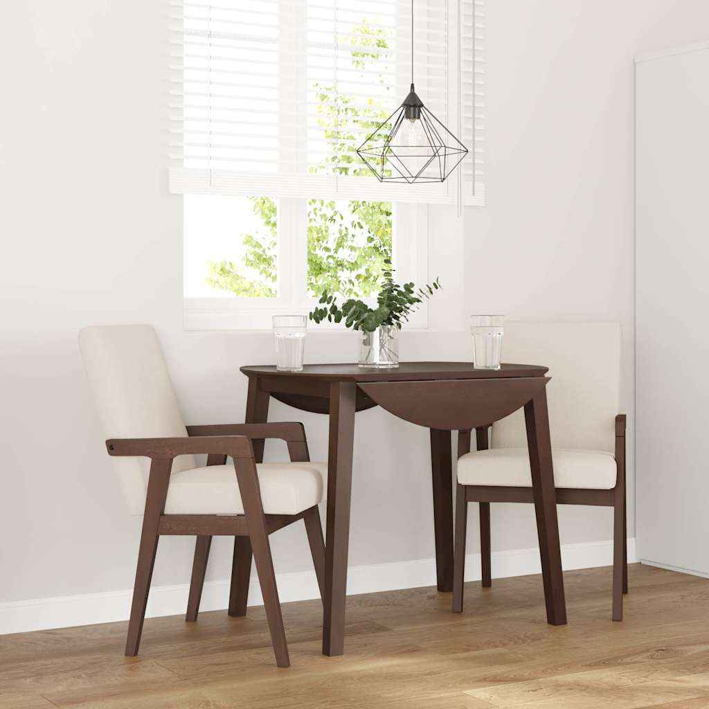 vidaXL Eetkamerstoelen met kussens 2 stuks bruin massief hout rubber