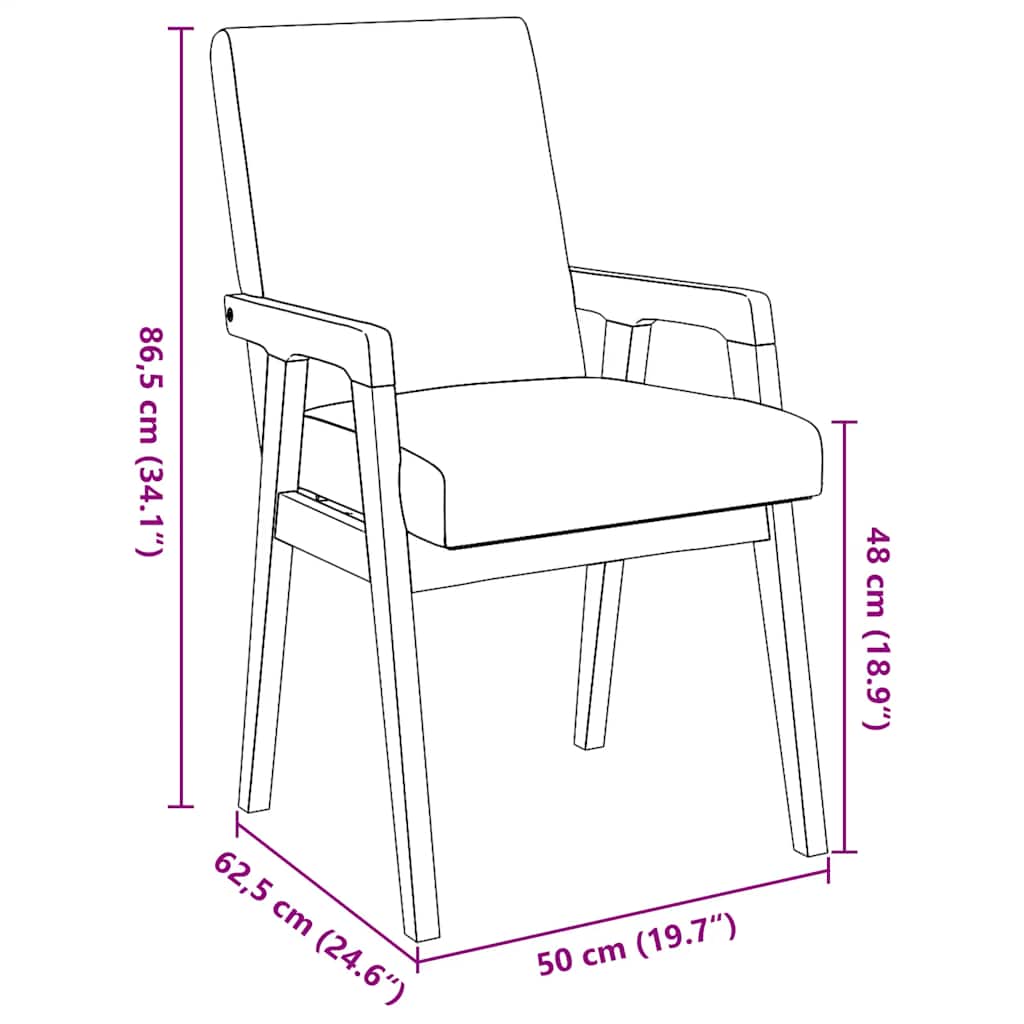 vidaXL Eetkamerstoelen met kussens 2 stuks bruin massief hout rubber