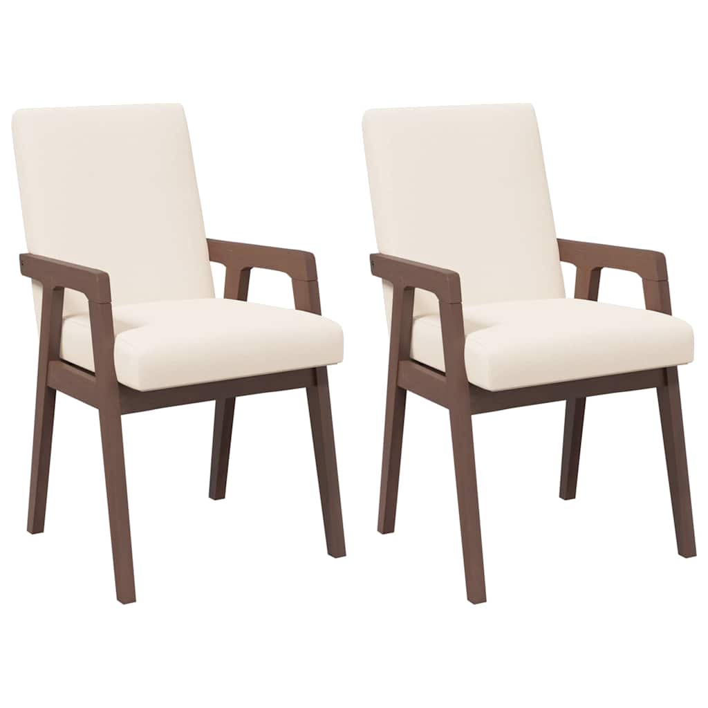 vidaXL Eetkamerstoelen met kussens 2 stuks bruin massief hout rubber