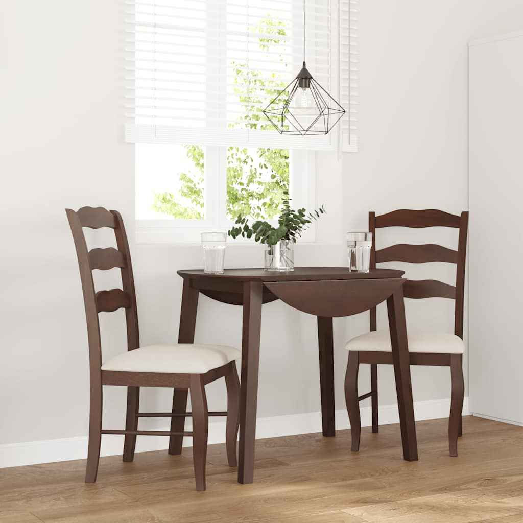 vidaXL Eetkamerstoelen met kussens 2 stuks bruin massief hout rubber