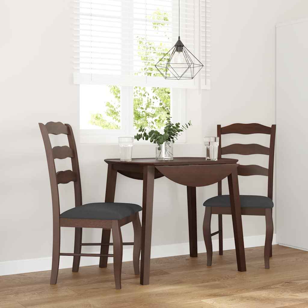 vidaXL Eetkamerstoelen met kussens 2 stuks bruin massief hout rubber