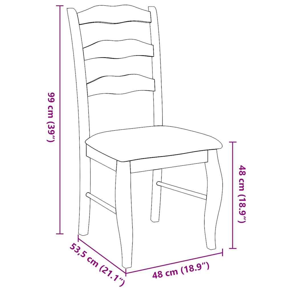 vidaXL Eetkamerstoelen met kussens 2 stuks bruin massief hout rubber