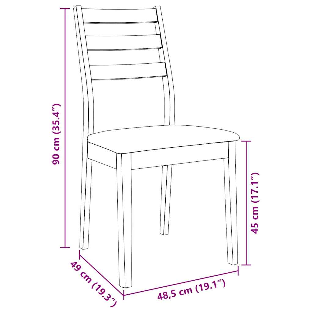 vidaXL Eetkamerstoelen met kussens 2 st massief hout rubber bruin