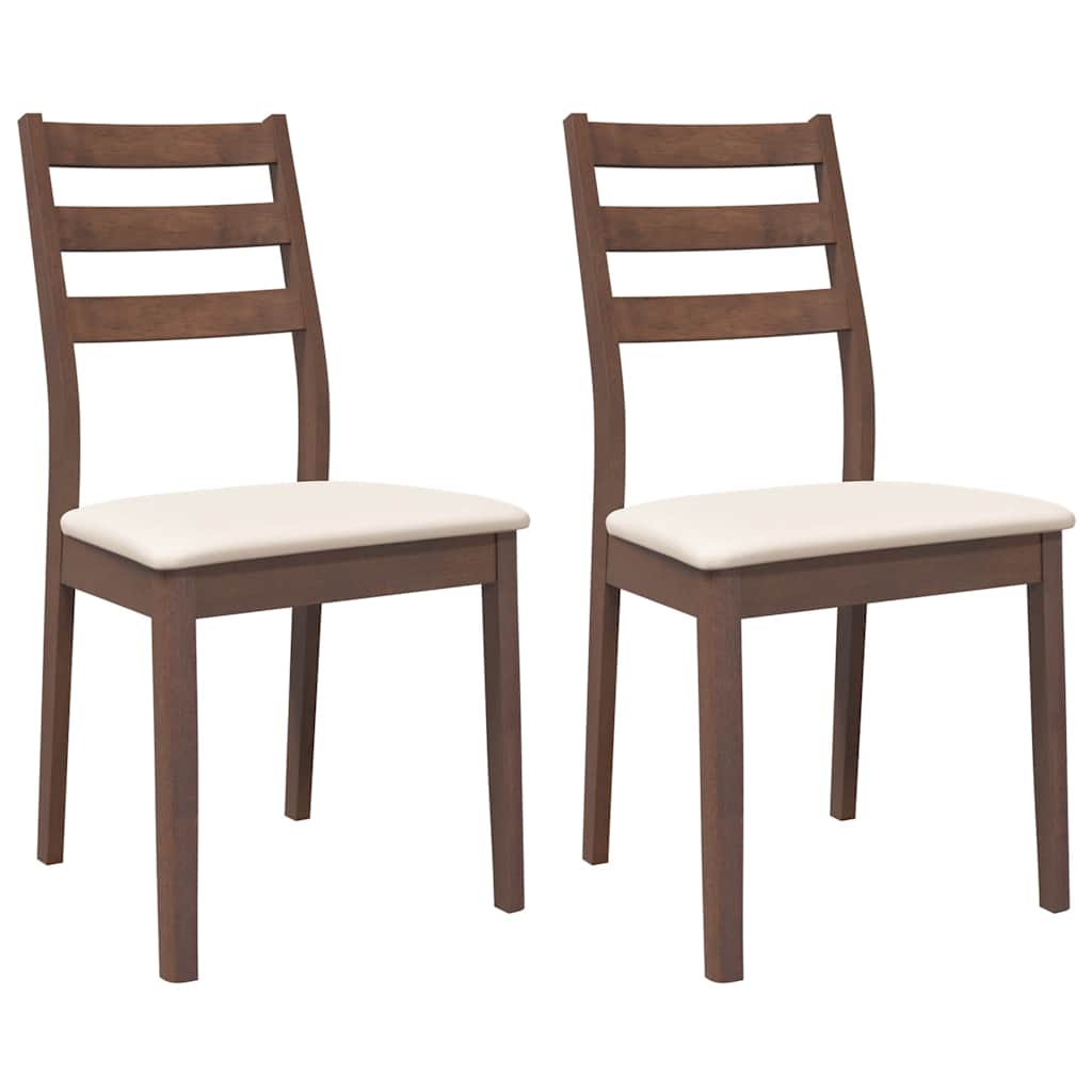 vidaXL Eetkamerstoelen met kussens 2 st massief hout rubber bruin