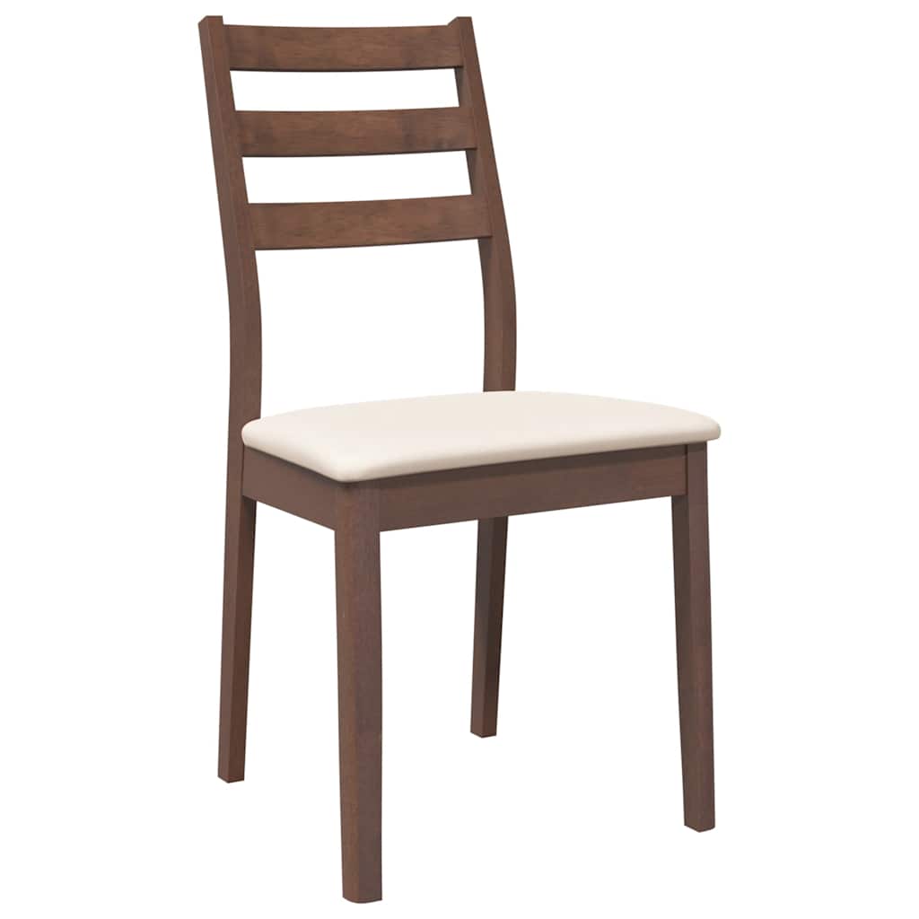 vidaXL Eetkamerstoelen met kussens 2 st massief hout rubber bruin