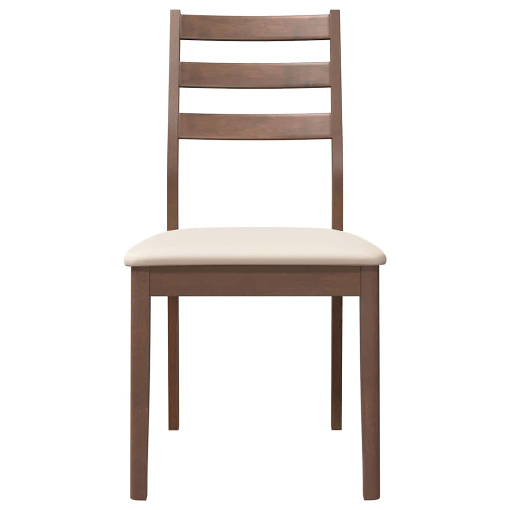vidaXL Eetkamerstoelen met kussens 2 st massief hout rubber bruin