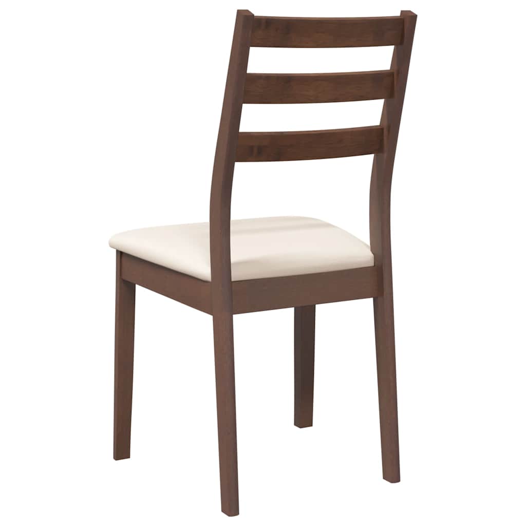 vidaXL Eetkamerstoelen met kussens 2 st massief hout rubber bruin