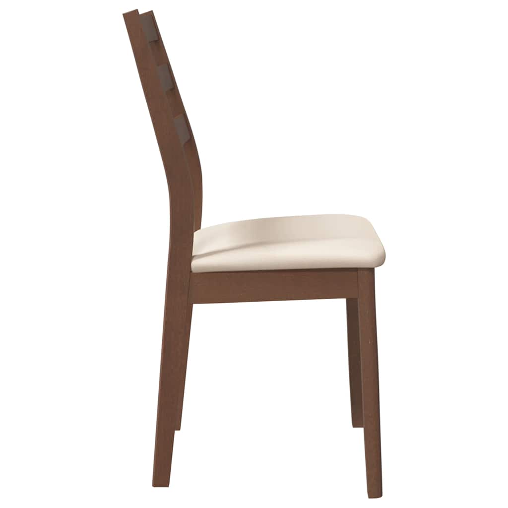 vidaXL Eetkamerstoelen met kussens 2 st massief hout rubber bruin