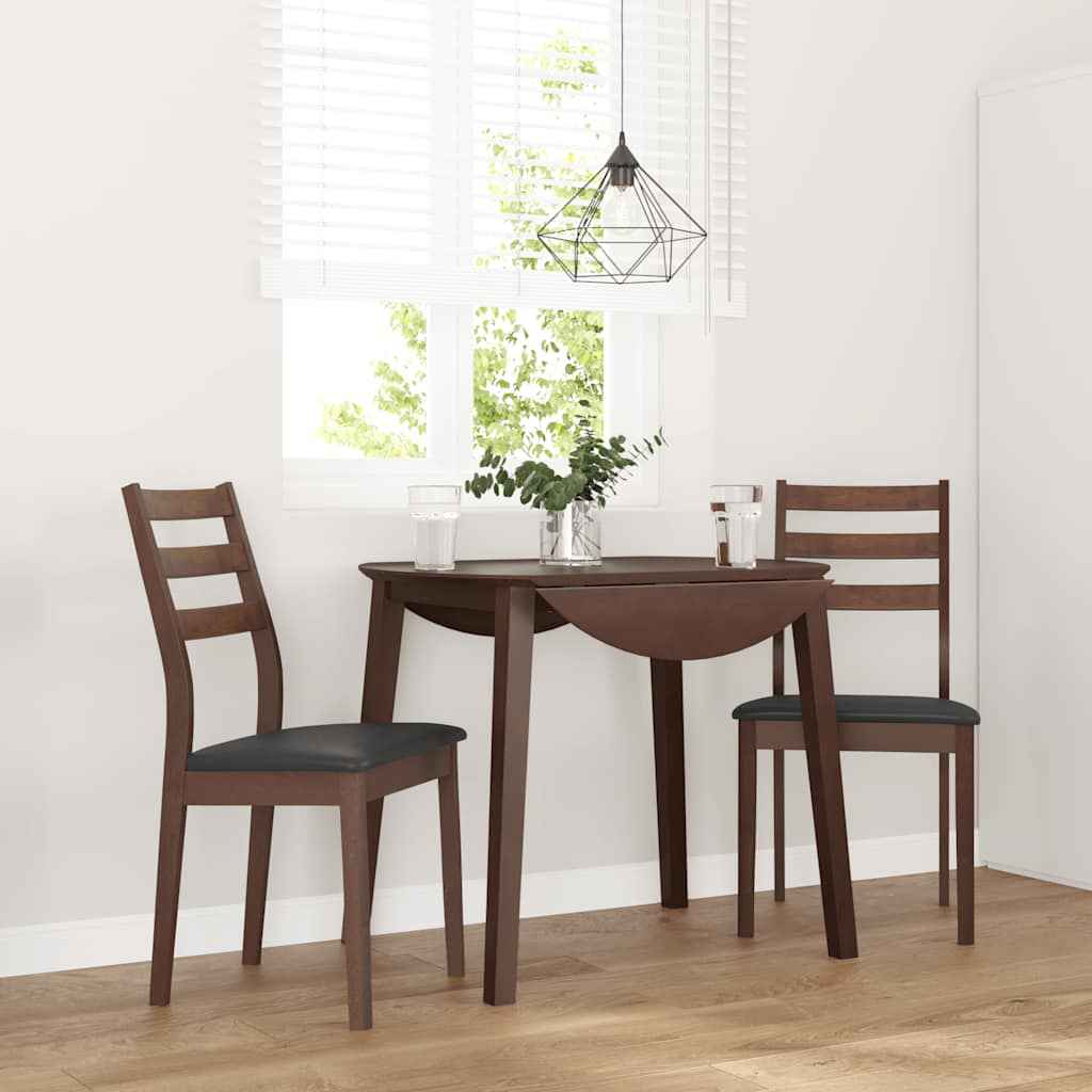 vidaXL Eetkamerstoelen met kussens 2 st massief hout rubber bruin