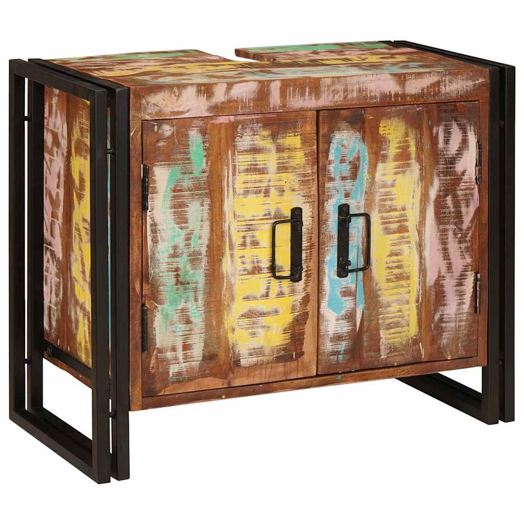 vidaXL Wastafelonderkast 71 x 33 x 58 cm Massief Mango Hout, Ijzer