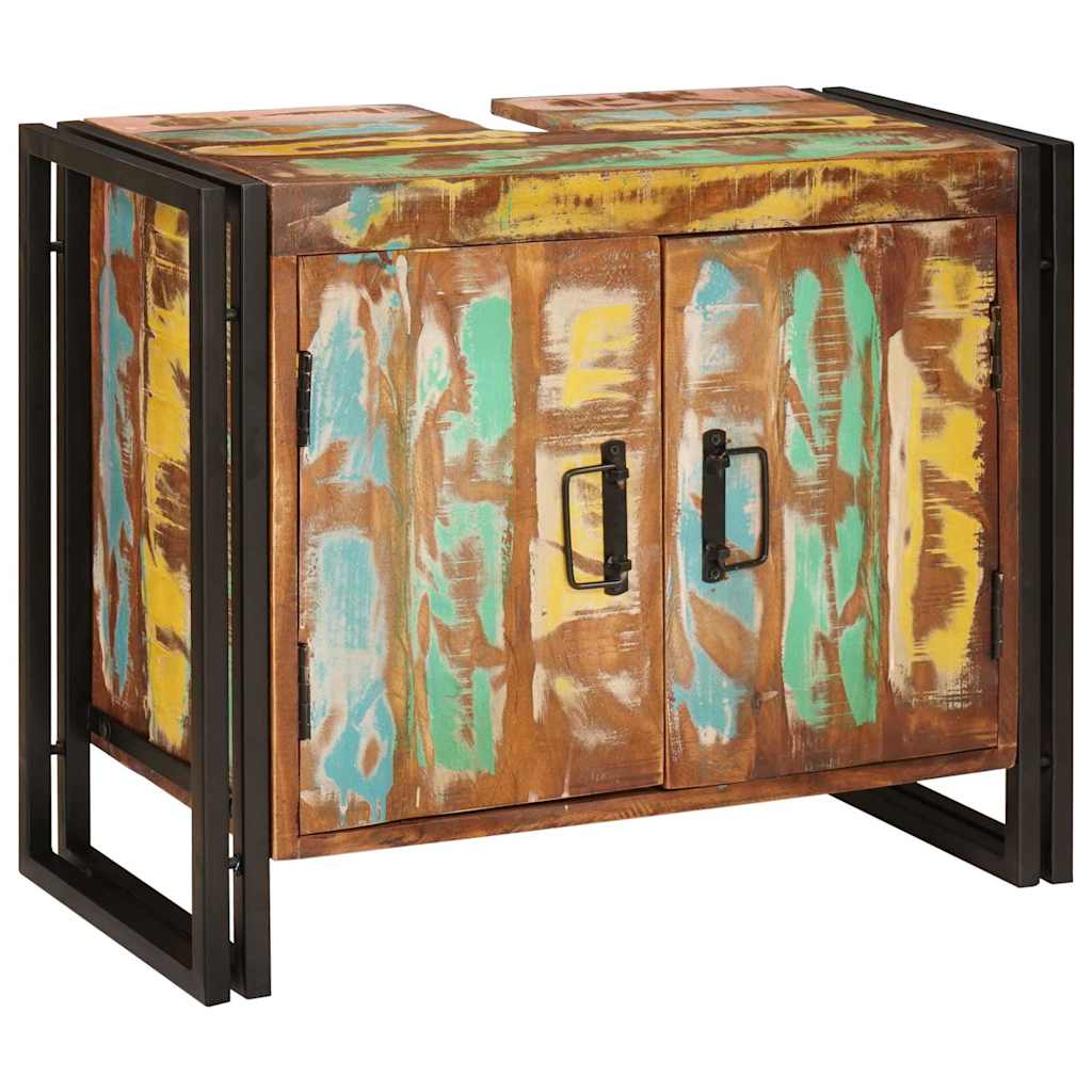vidaXL Wastafelonderkast 71 x 33 x 58 cm Massief Mango Hout, Ijzer