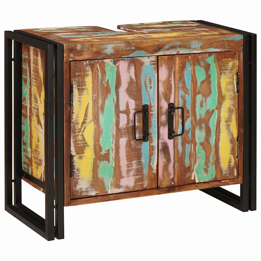 vidaXL Wastafelonderkast 71 x 33 x 58 cm Massief Mango Hout, Ijzer