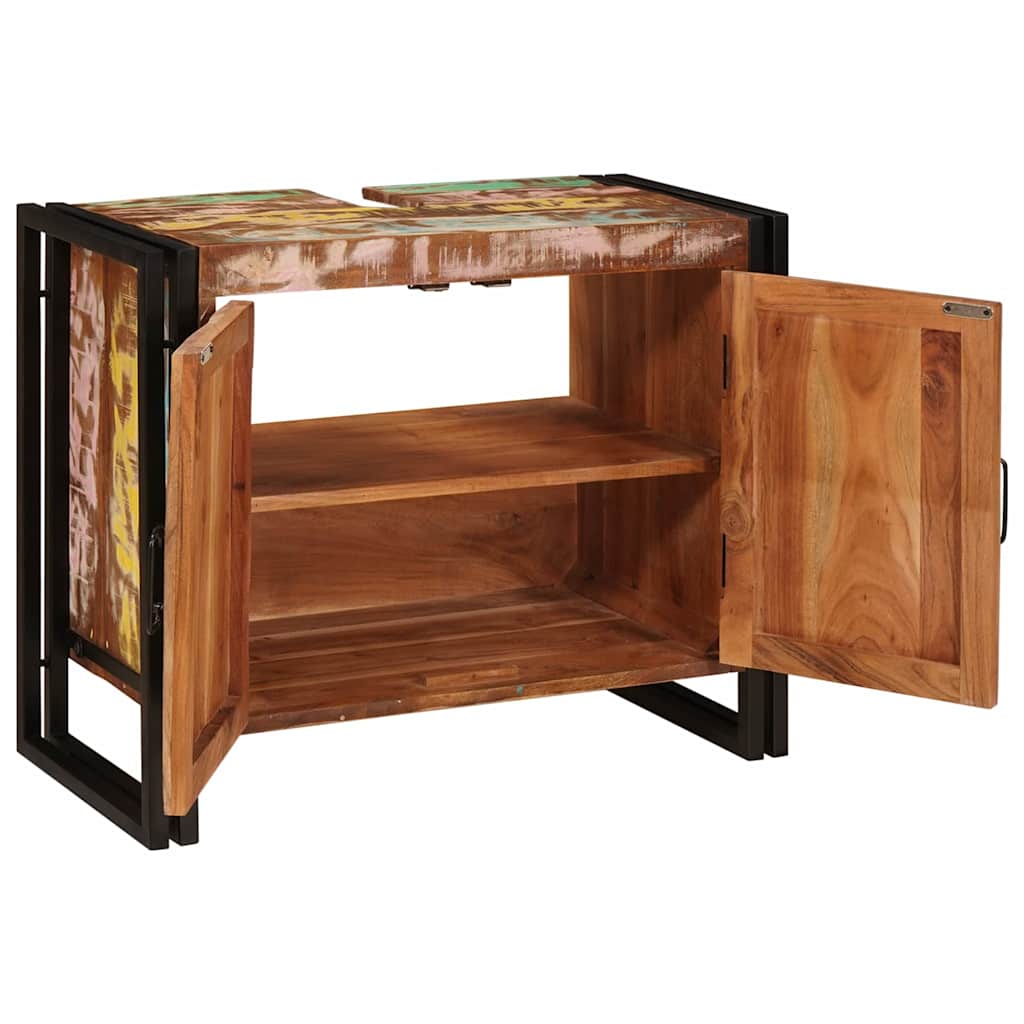 vidaXL Wastafelonderkast 71 x 33 x 58 cm Massief Mango Hout, Ijzer