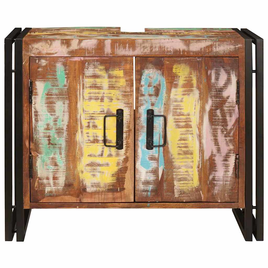 vidaXL Wastafelonderkast 71 x 33 x 58 cm Massief Mango Hout, Ijzer