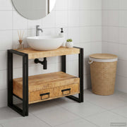 vidaXL Wastafelonderkast 71 x 33 x 58 cm Massief Mango Hout, Ijzer