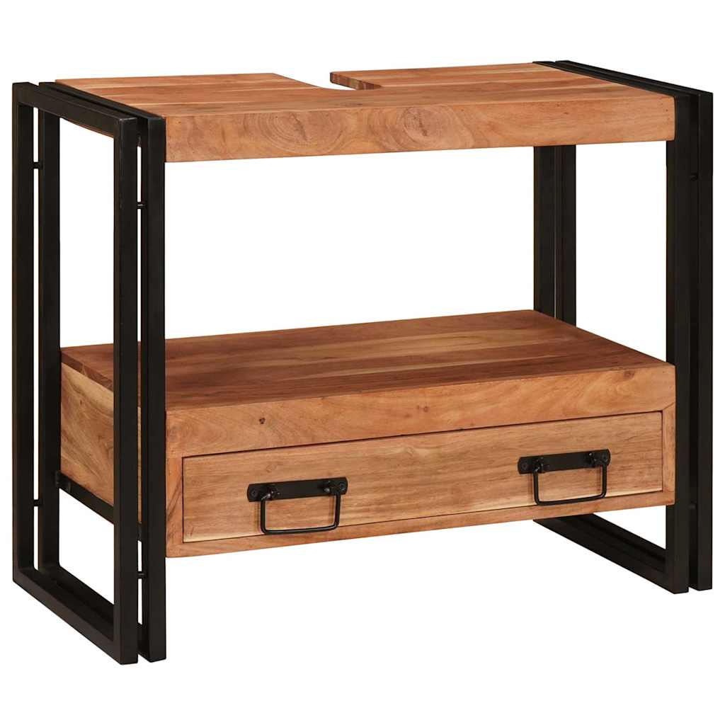 vidaXL Wastafelonderkast 71 x 33 x 58 cm Massief Mango Hout, Ijzer