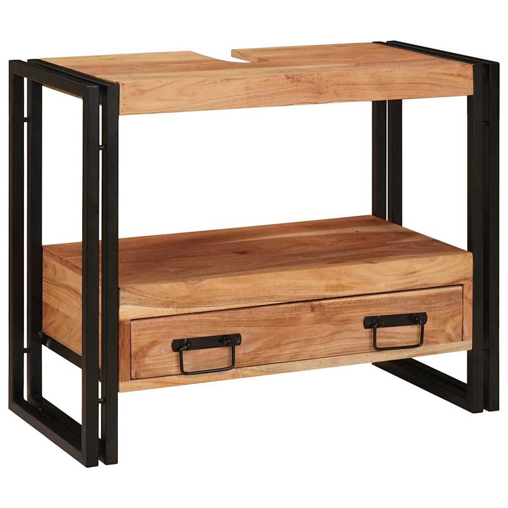 vidaXL Wastafelonderkast 71 x 33 x 58 cm Massief Mango Hout, Ijzer