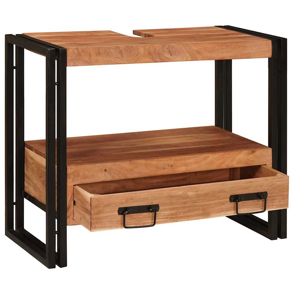 vidaXL Wastafelonderkast 71 x 33 x 58 cm Massief Mango Hout, Ijzer