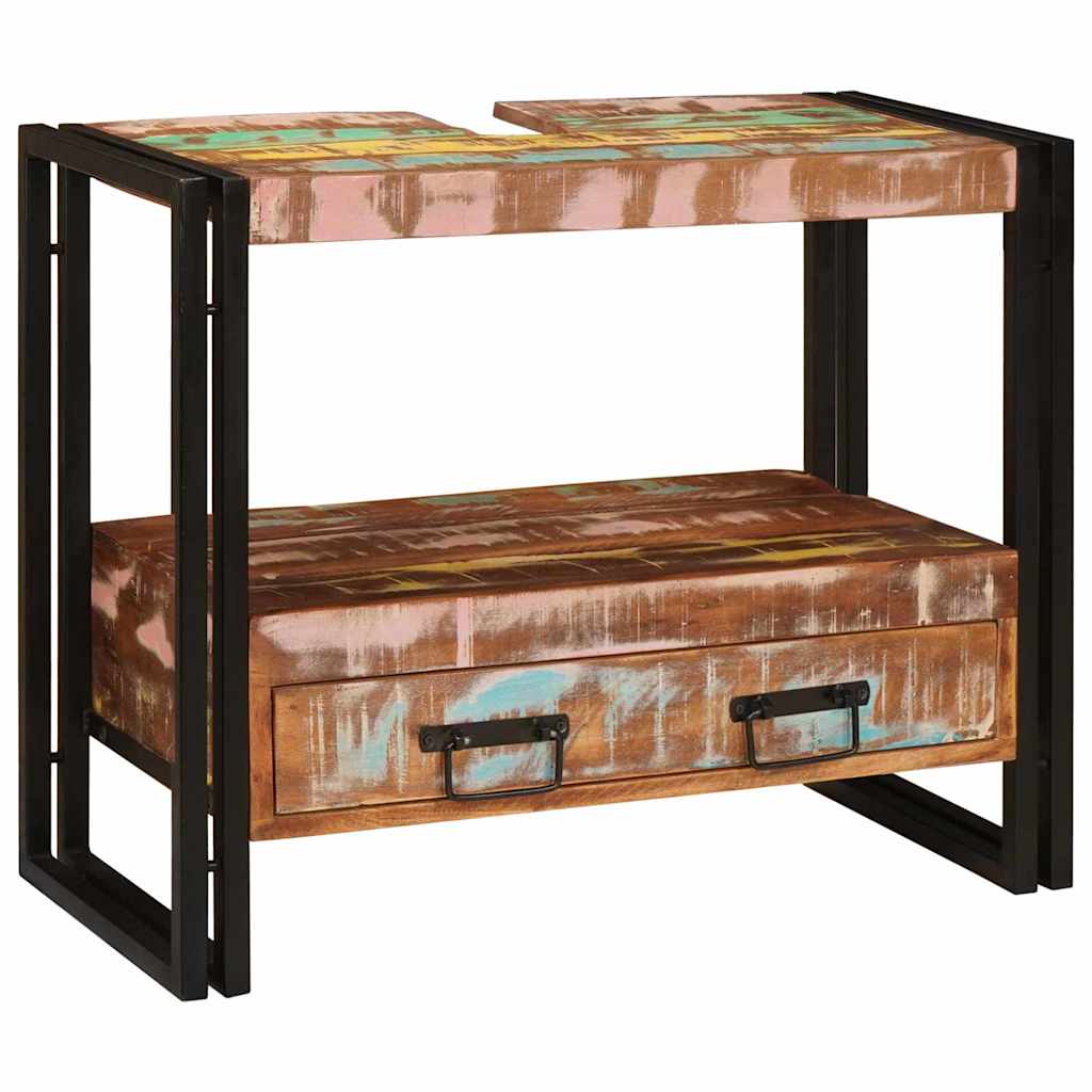 vidaXL Wastafelonderkast 71 x 33 x 58 cm Massief Mango Hout, Ijzer