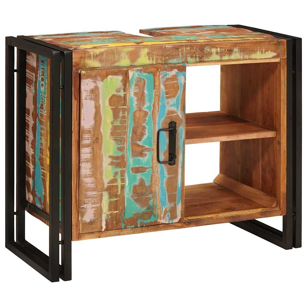 vidaXL Wastafelonderkast 71 x 33 x 58 cm Massief Mango Hout, Ijzer