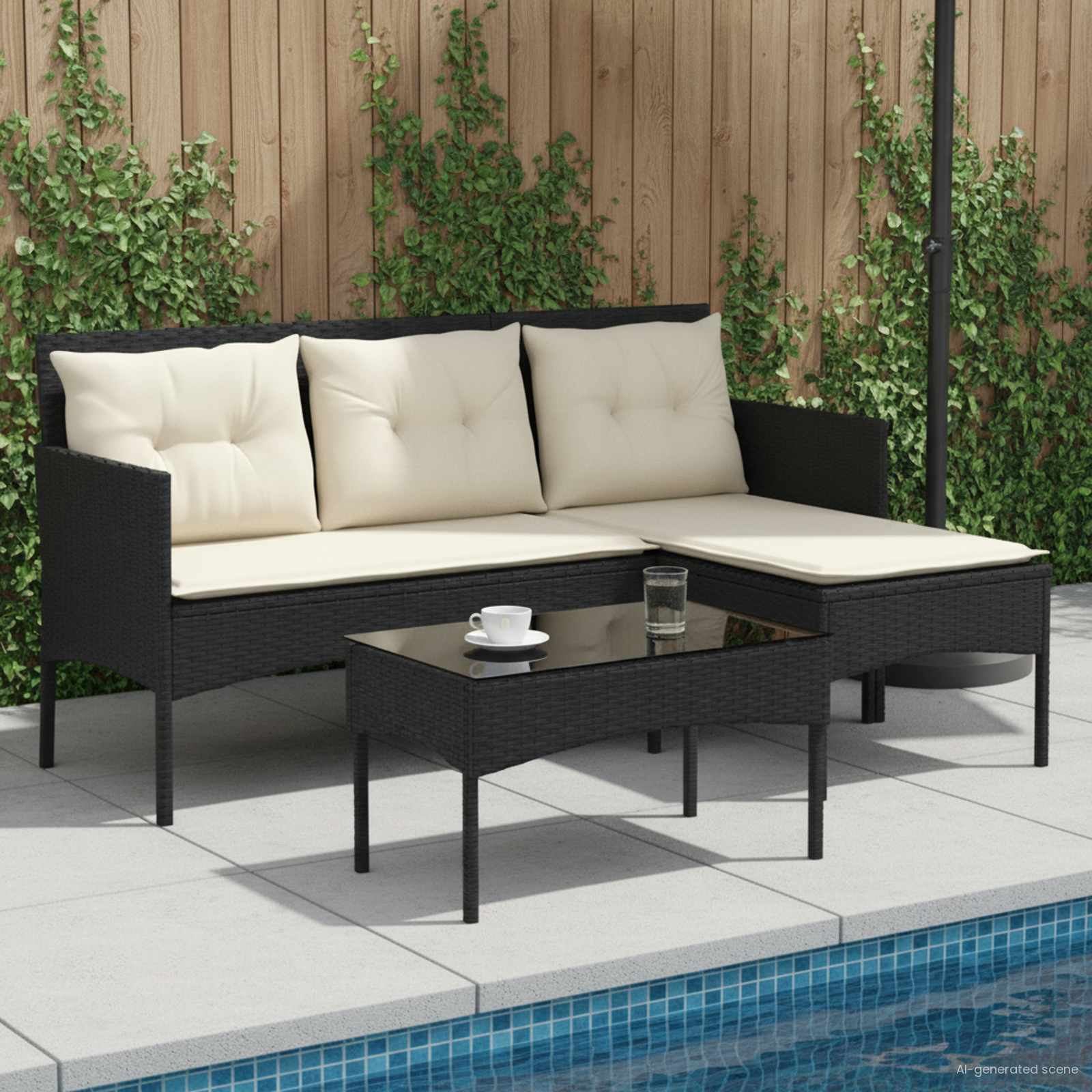 vidaXL Tuinbankenset met kussen 2 pcs poly rattan