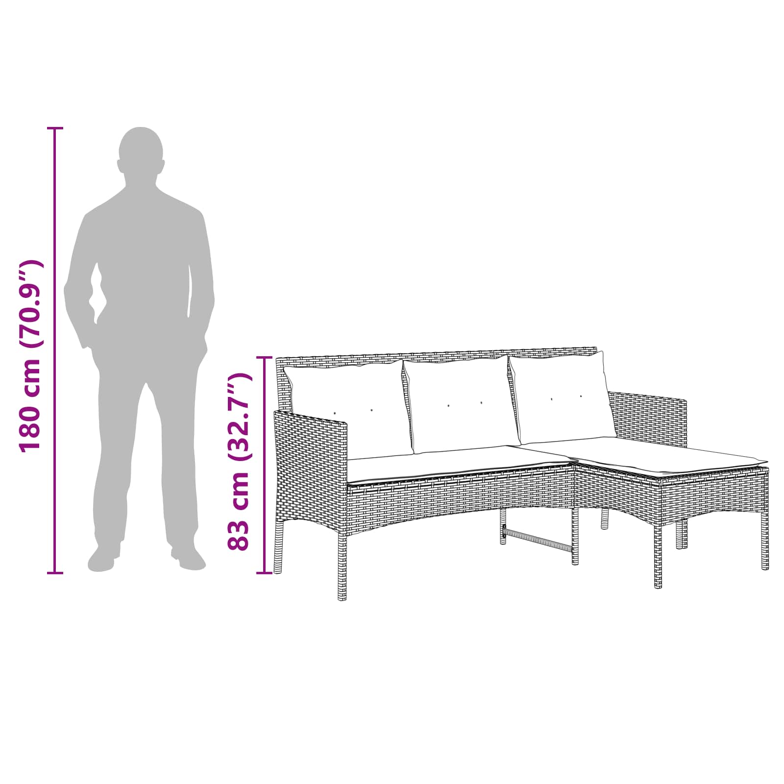 vidaXL Tuinbankenset met kussen 2 pcs poly rattan