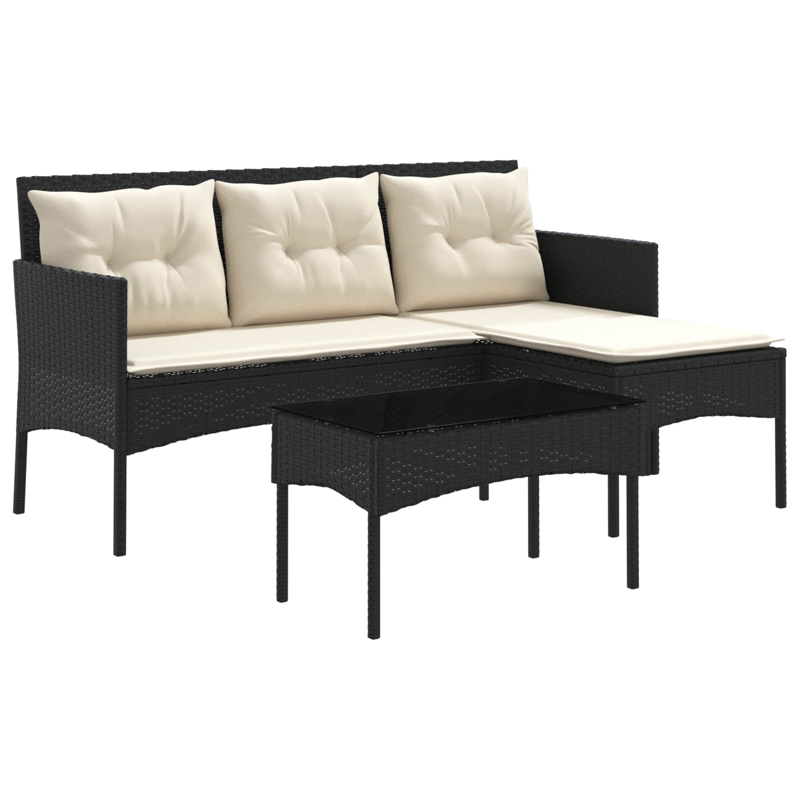 vidaXL Tuinbankenset met kussen 2 pcs poly rattan