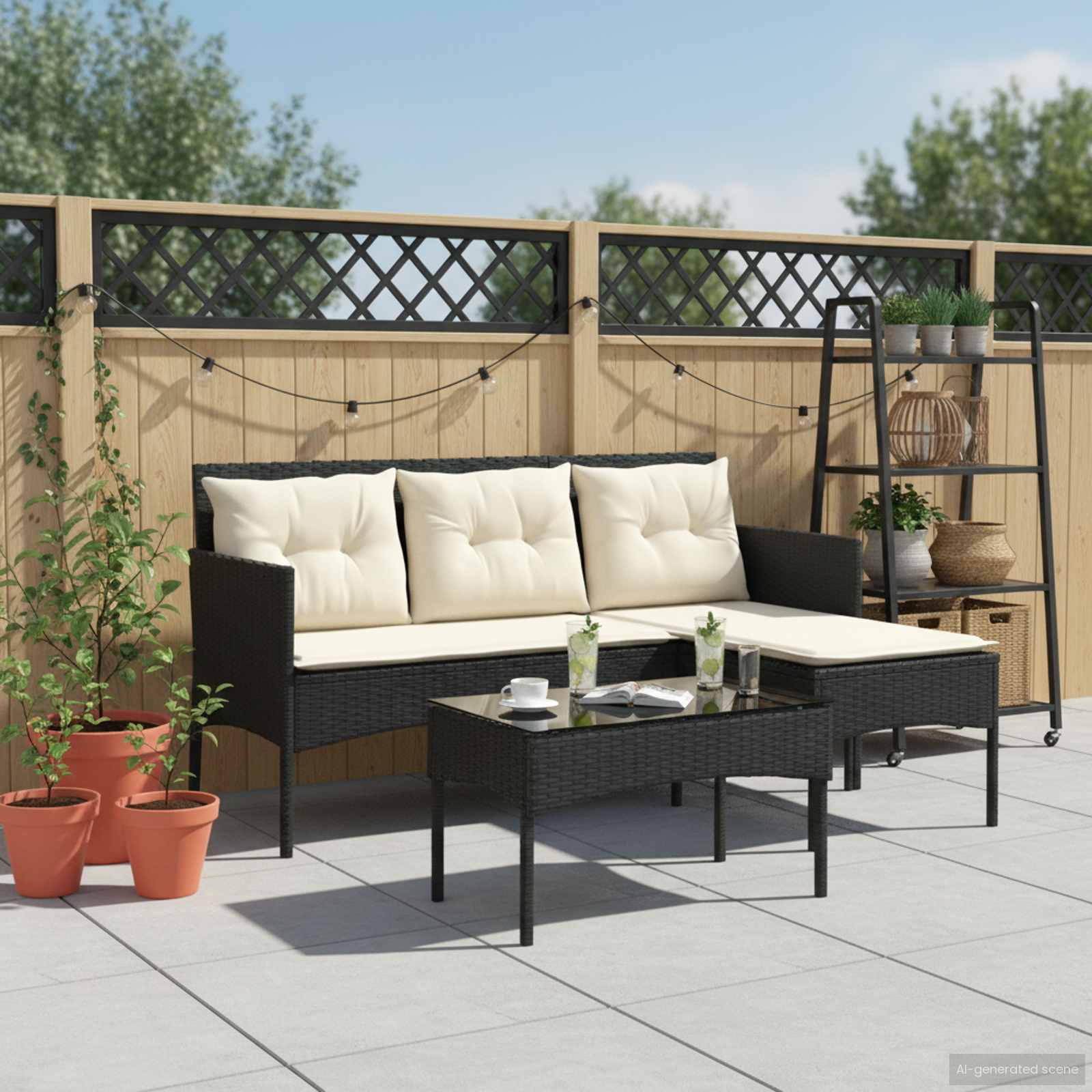 vidaXL Tuinbankenset met kussen 2 pcs poly rattan