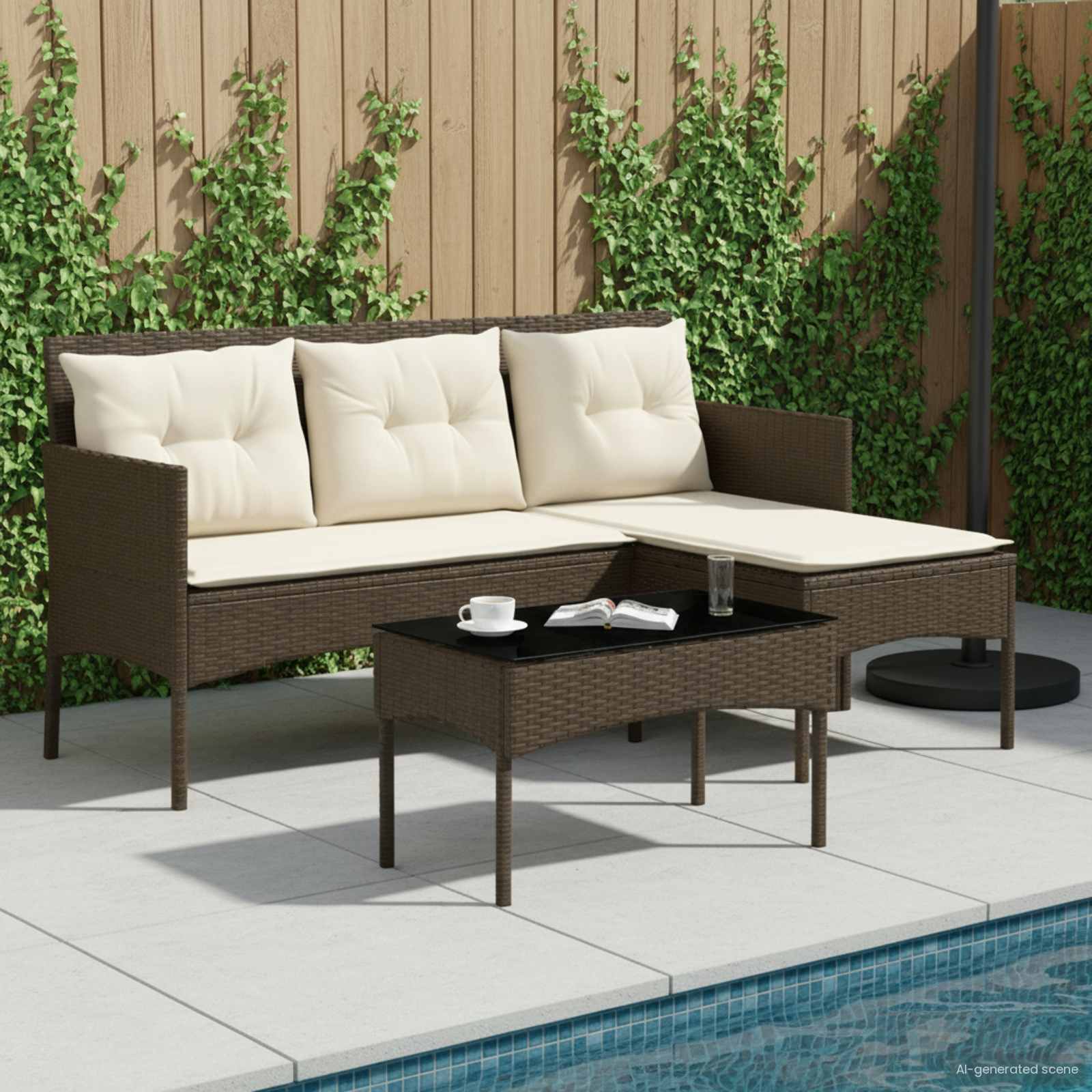 vidaXL Tuinbankenset met kussen 2 pcs poly rattan