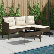 vidaXL Tuinbankenset met kussen 2 pcs poly rattan