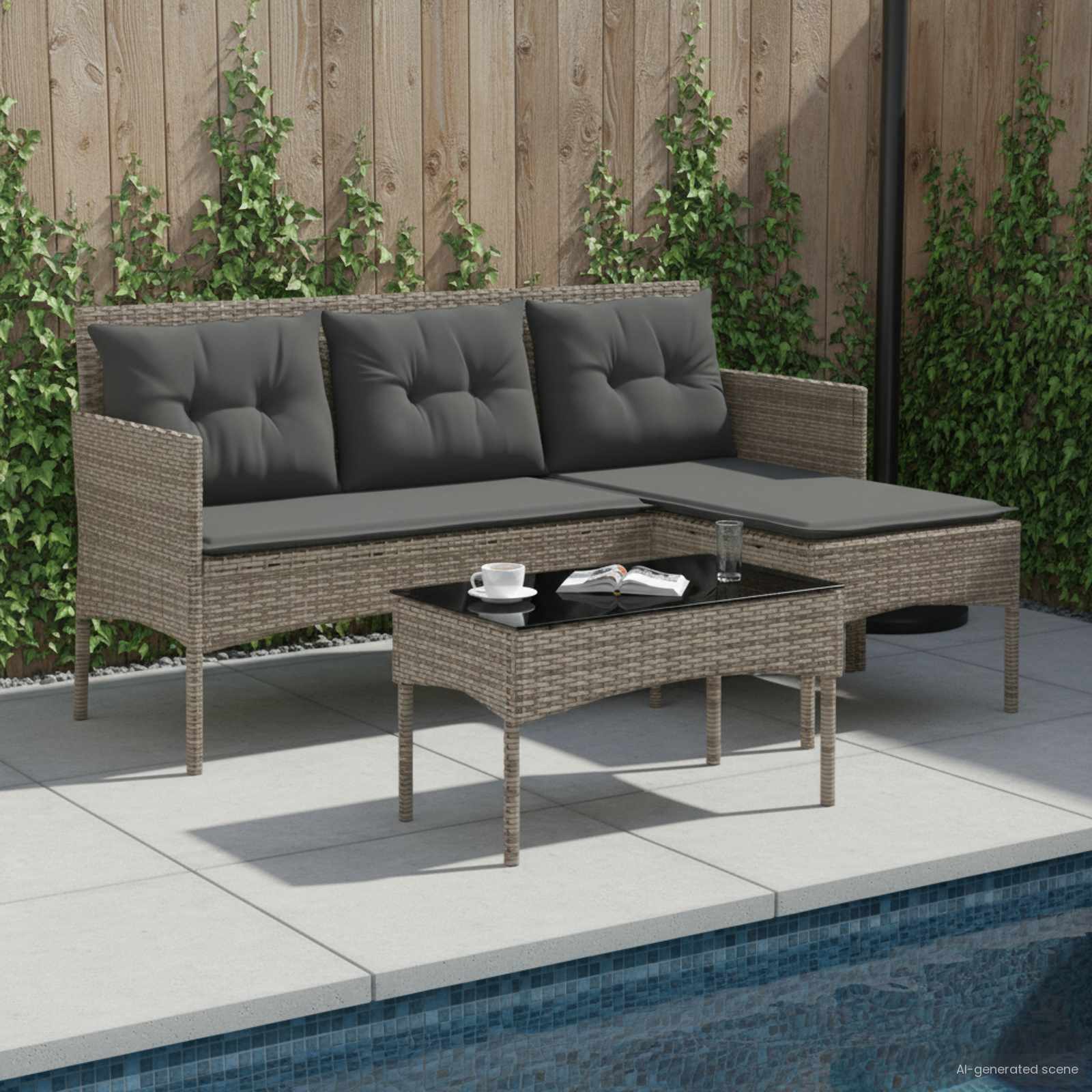 vidaXL Tuinbankenset met kussen 2 pcs poly rattan