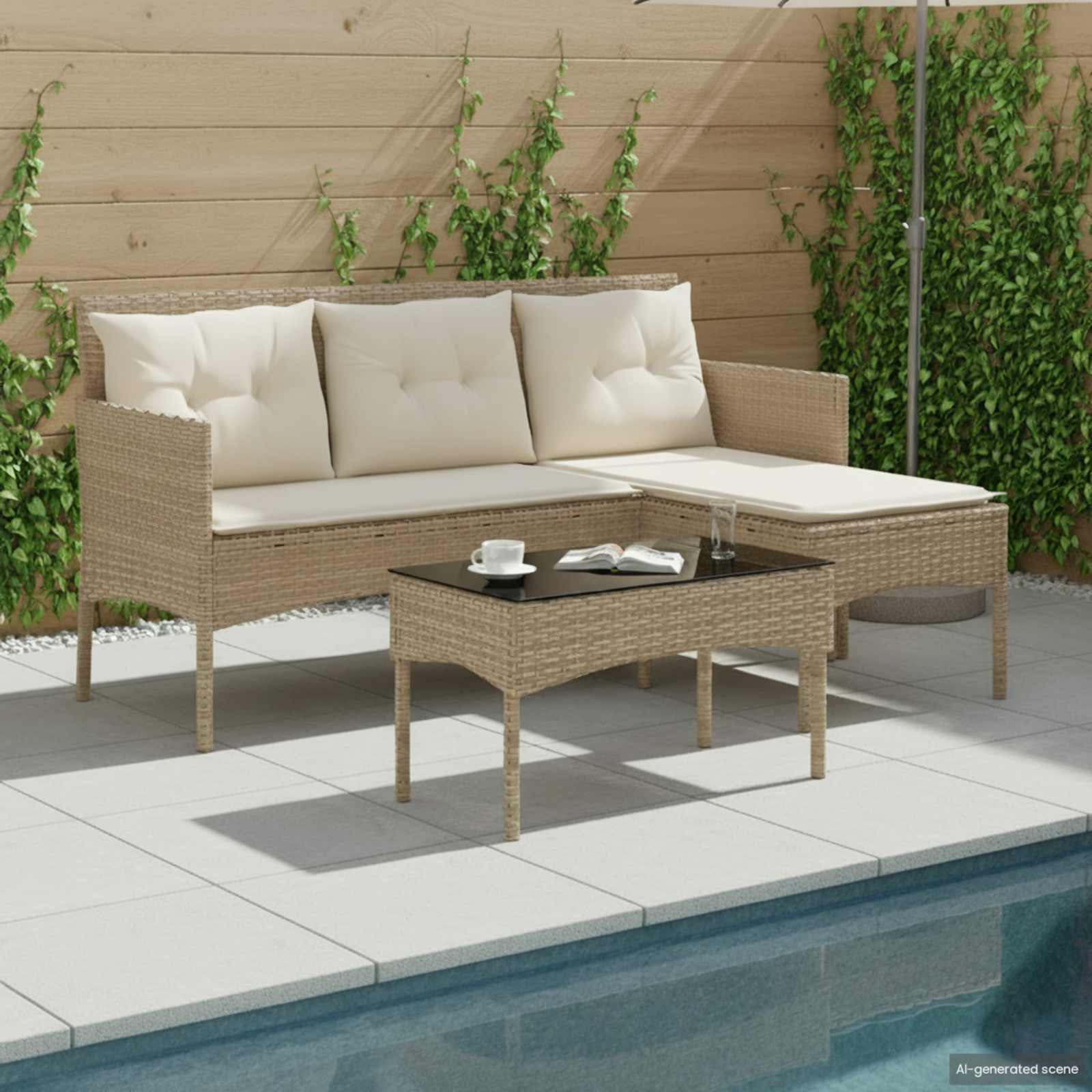 vidaXL Tuinbankenset met kussen 2 pcs poly rattan
