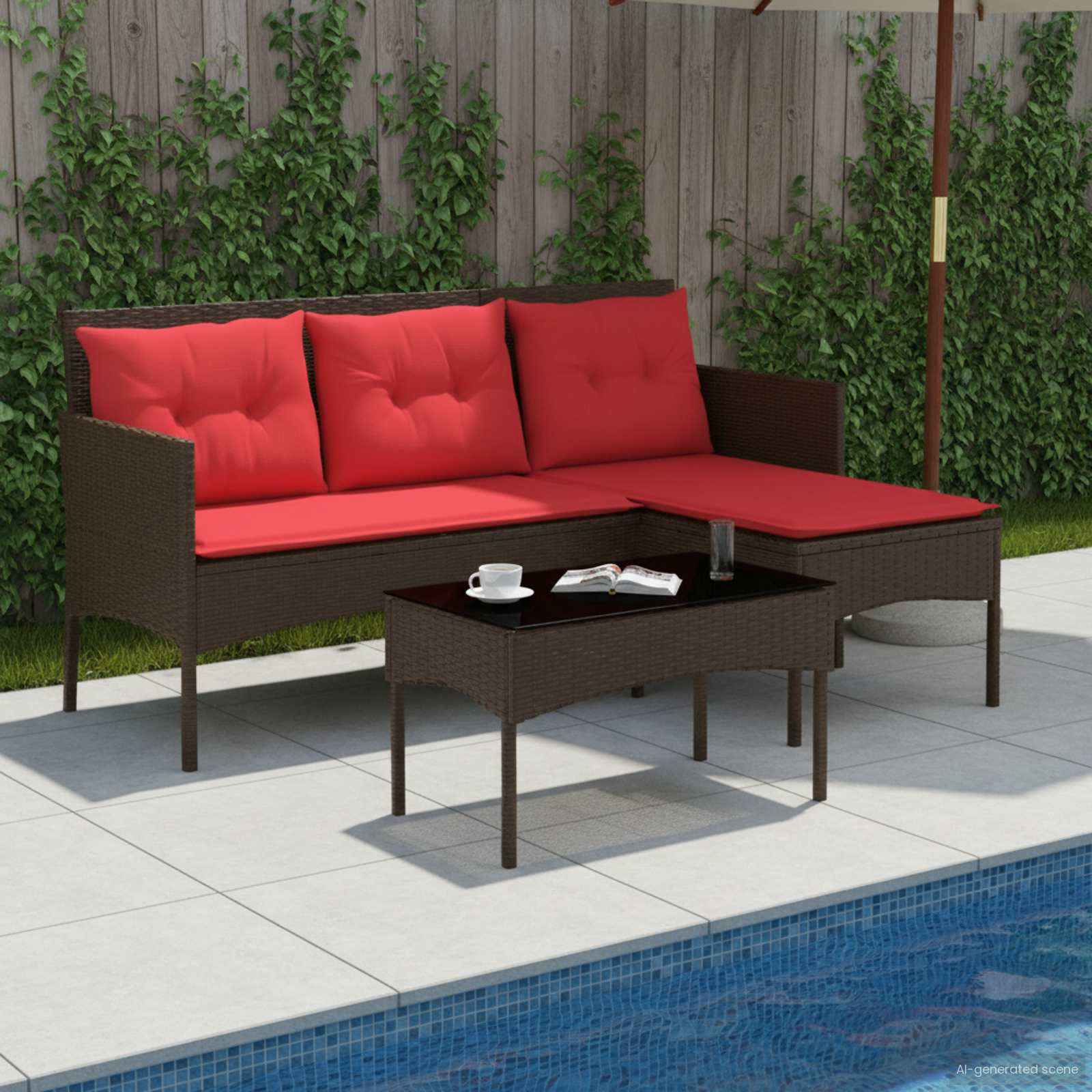 vidaXL Tuinbankenset met kussen 2 pcs poly rattan