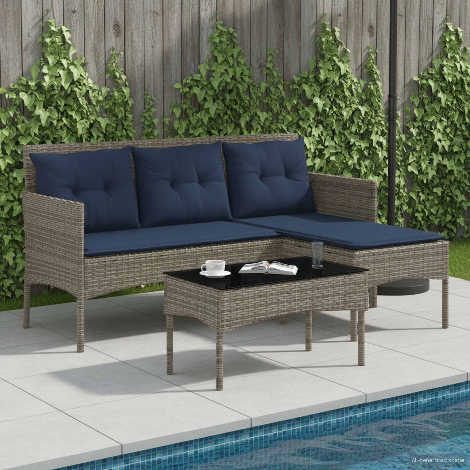 vidaXL Tuinbankenset met kussen 2 pcs poly rattan