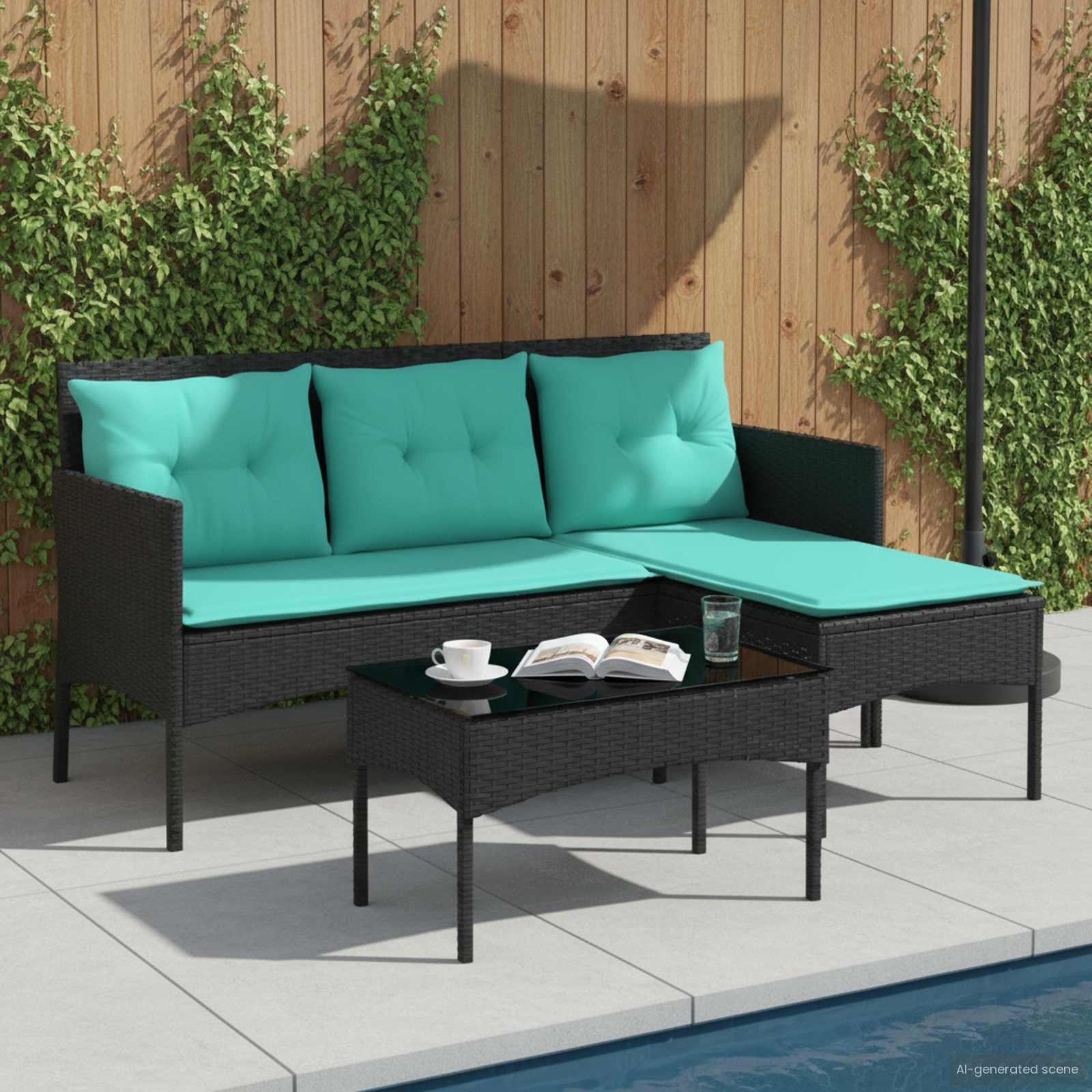 vidaXL Tuinbankenset met kussen 2 pcs poly rattan
