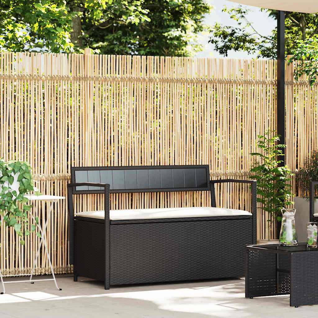 vidaXL Tuinbank met kussen, zwart polyrotan
