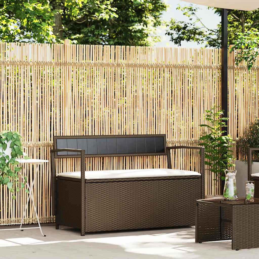 vidaXL Tuinbank met kussen, zwart polyrotan