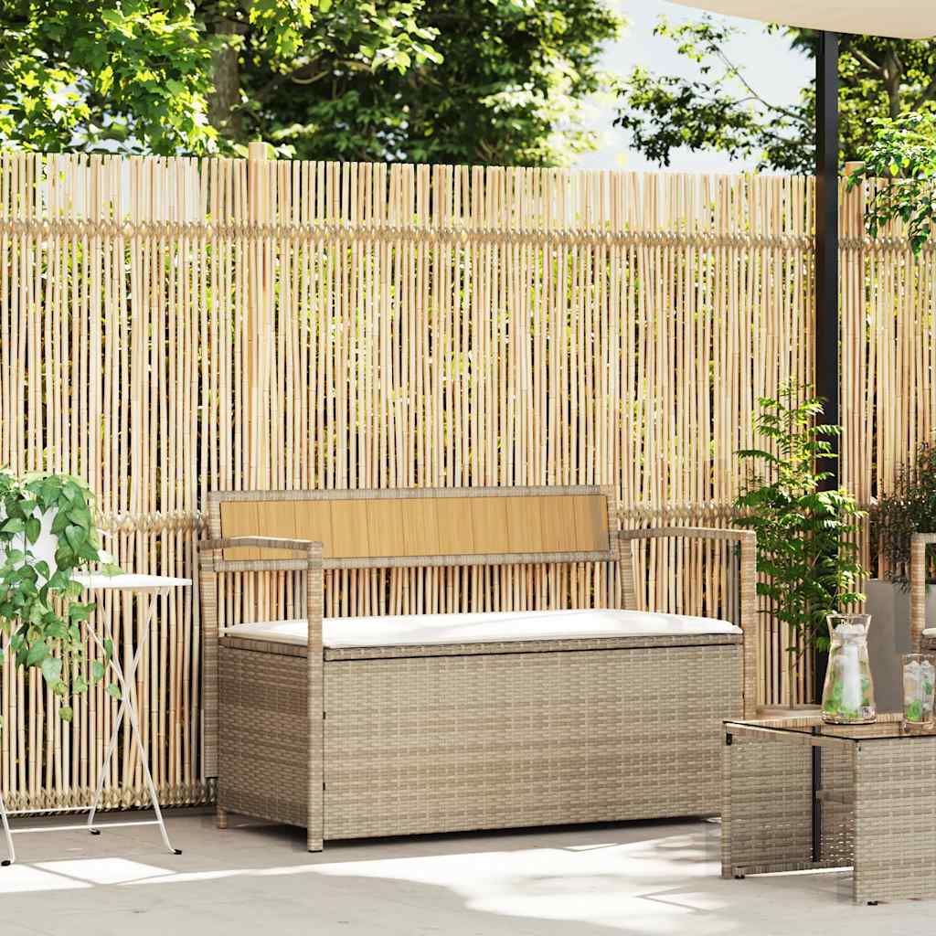 vidaXL Tuinbank met kussen, zwart polyrotan