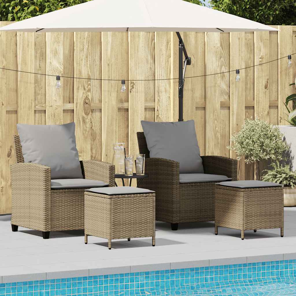 vidaXL 4-delige tuinbankset met kussens, zwart polyrotan