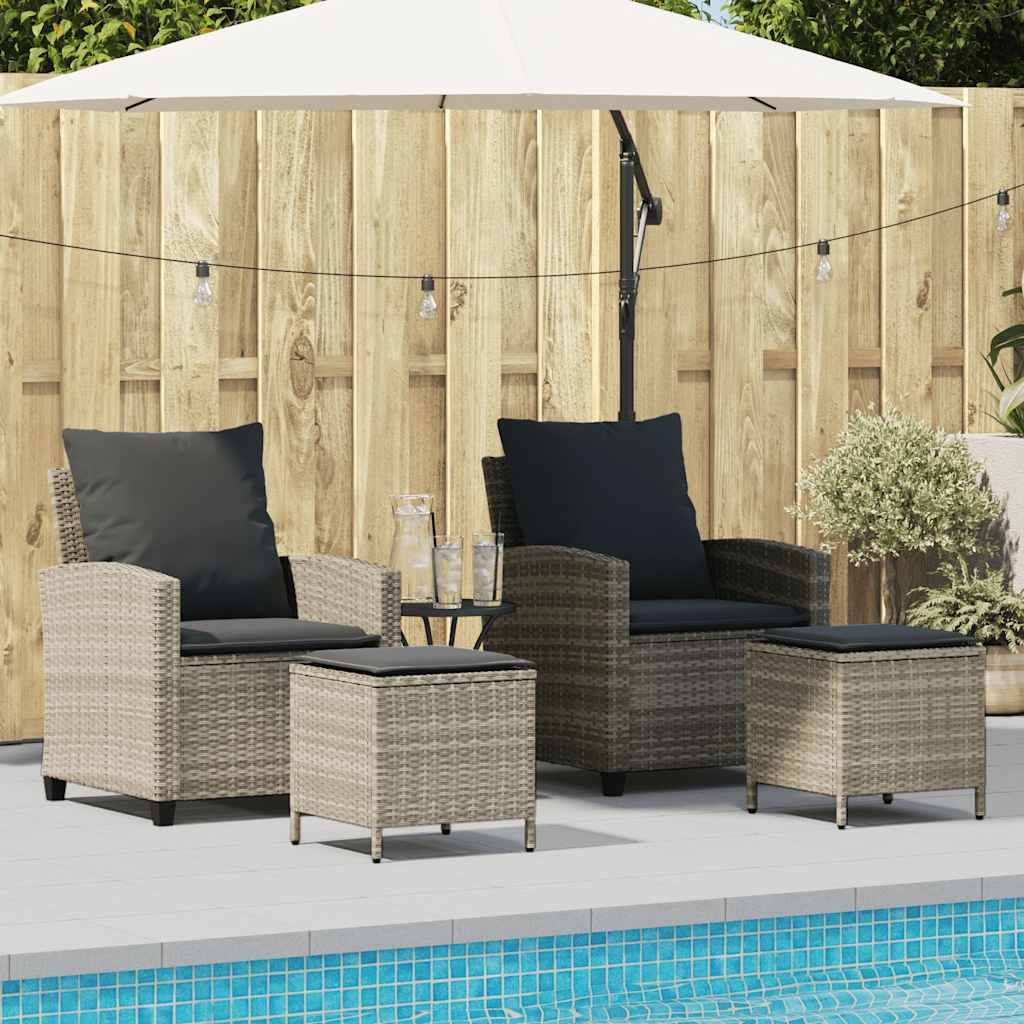 vidaXL 4-delige tuinbankset met kussens, zwart polyrotan