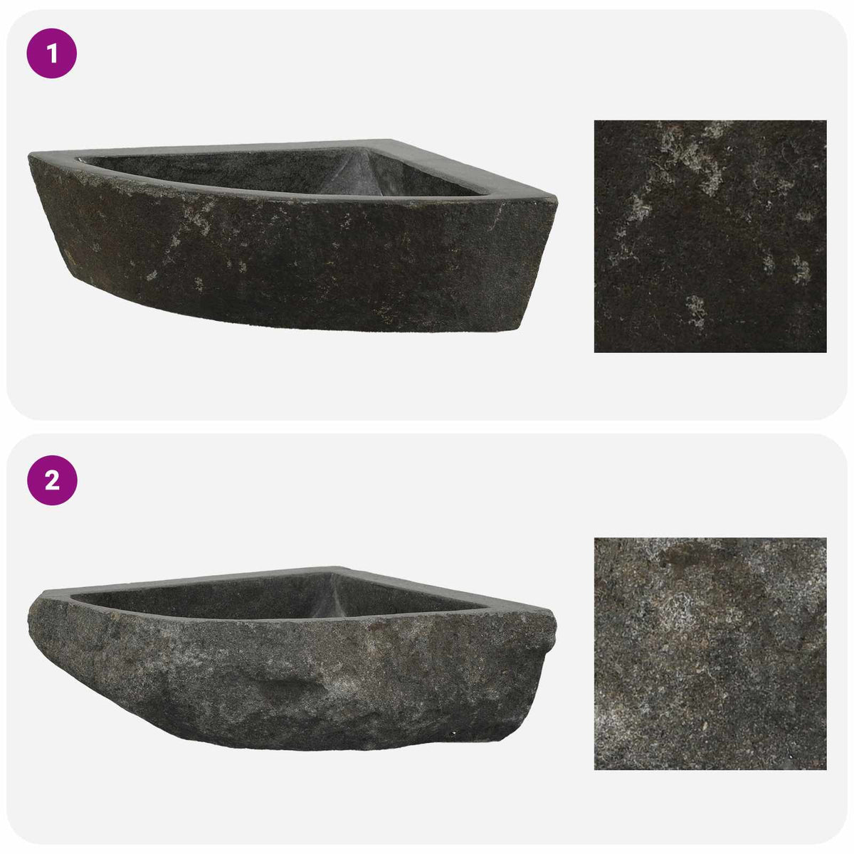 vidaXL Wand Gemonteerde Hoekkom Grijs (30-37) x (30-37) x 12 cm