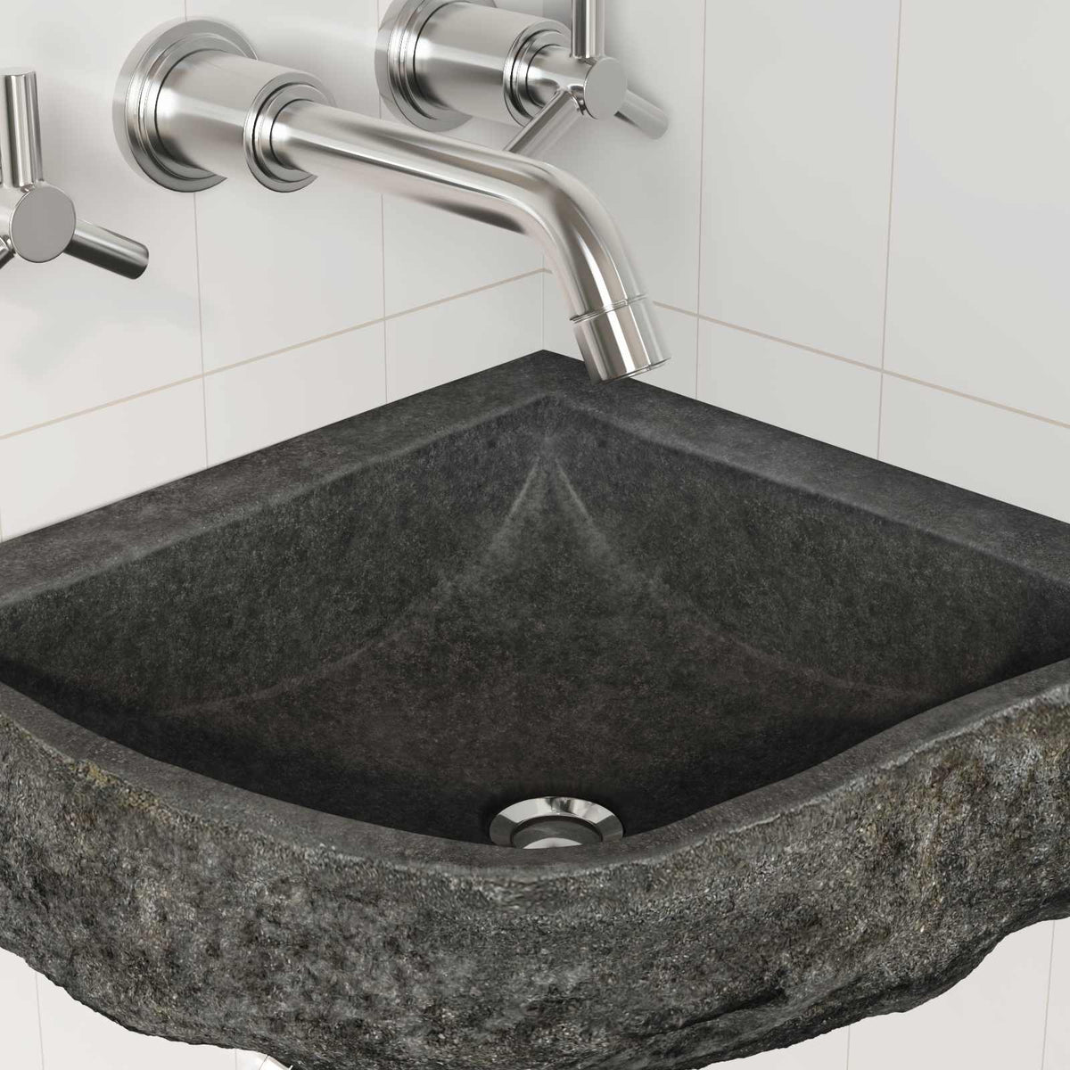 vidaXL Wand Gemonteerde Hoekkom Grijs (30-37) x (30-37) x 12 cm