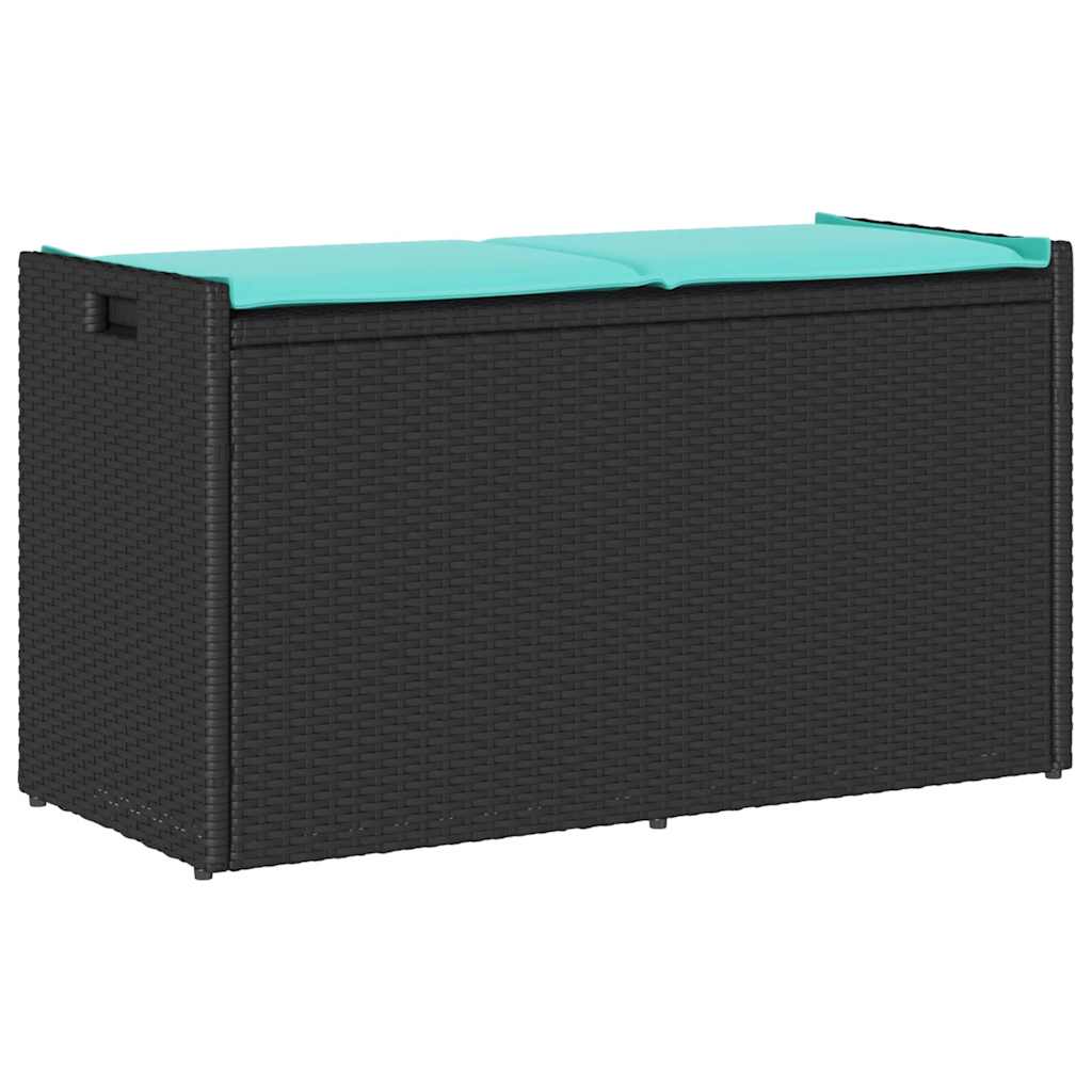 vidaXL Opbergbank met kussen voor buiten 100 cm poly rattan zwart