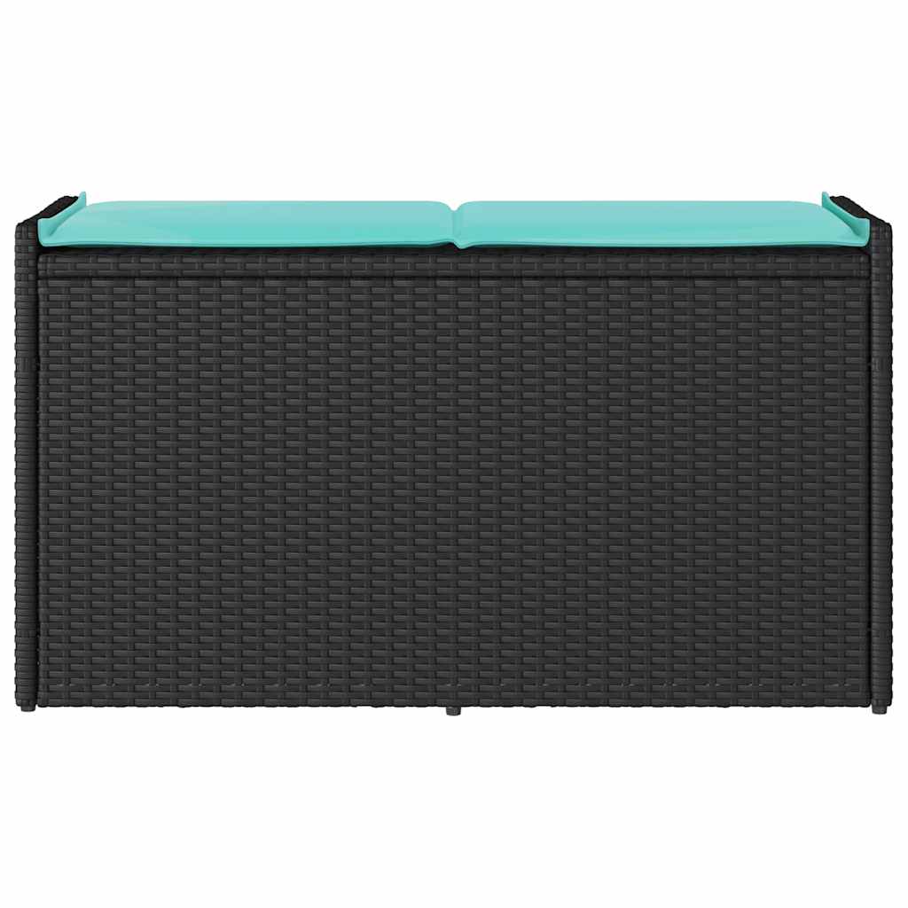 vidaXL Opbergbank met kussen voor buiten 100 cm poly rattan zwart