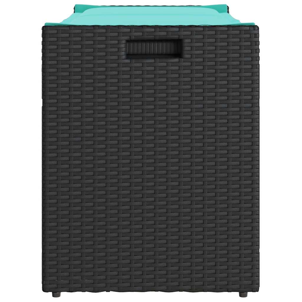 vidaXL Opbergbank met kussen voor buiten 100 cm poly rattan zwart
